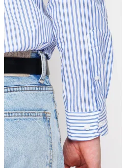 Blouse blauw/wit