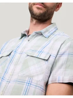 Blouse groen/lichtblauw