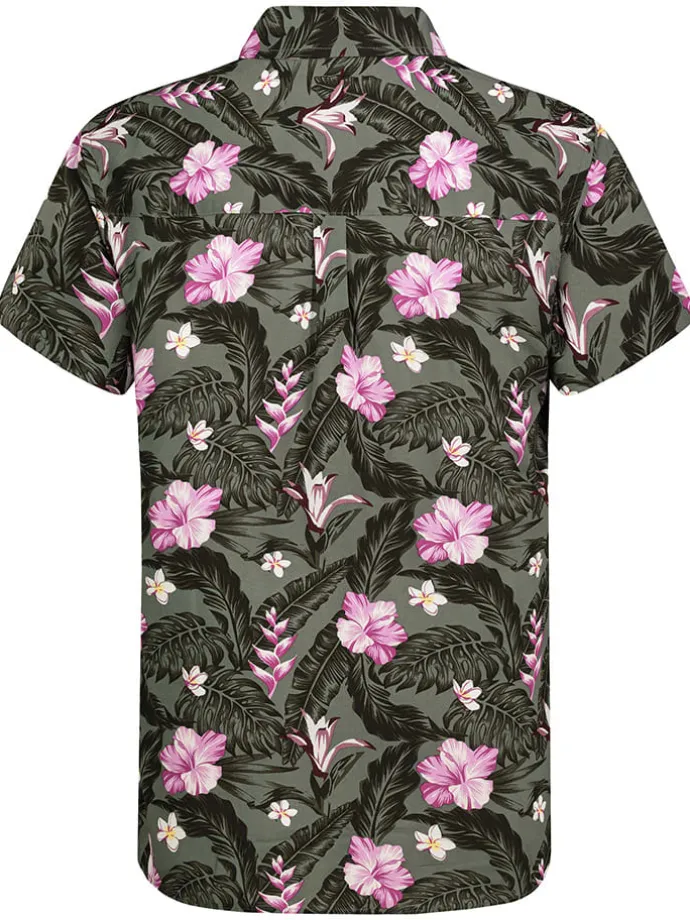 Blouse kaki/zwart/lichtroze