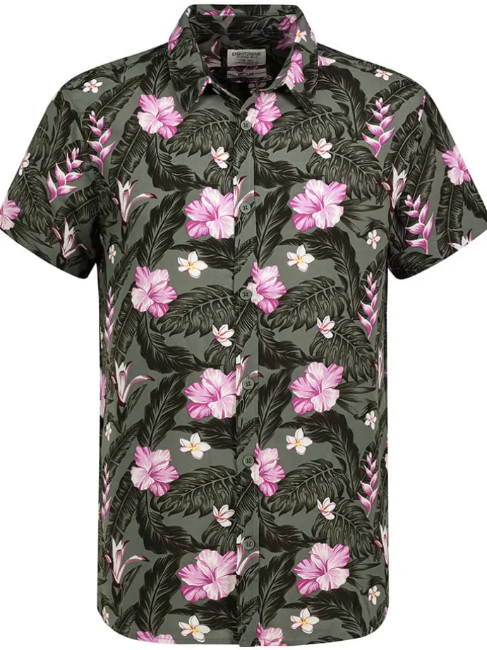 Blouse kaki/zwart/lichtroze