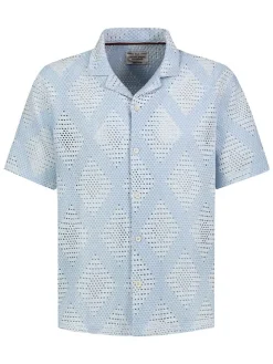 Blouse lichtblauw/wit