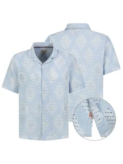 Blouse lichtblauw/wit