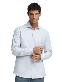 Blouse lichtblauw/wit