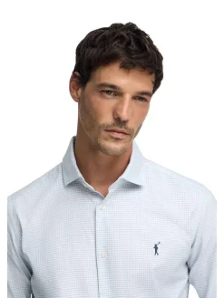 Blouse lichtblauw/wit