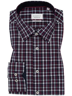Blouse - modern fit - donkerblauw/rood