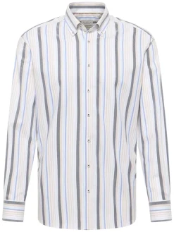 Blouse - modern fit - lichtblauw/grijs/wit