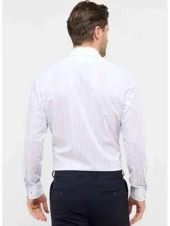 Blouse - modern fit - wit/blauw