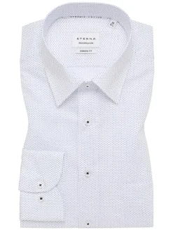 Blouse - modern fit - wit/donkerblauw