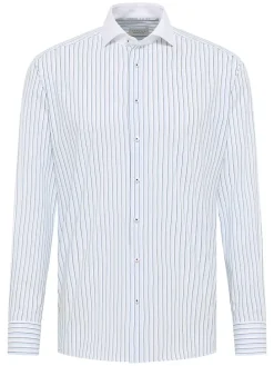 Blouse - modern fit - wit/lichtblauw