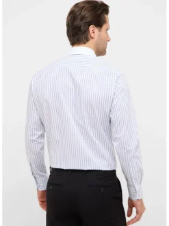 Blouse - modern fit - wit/lichtblauw