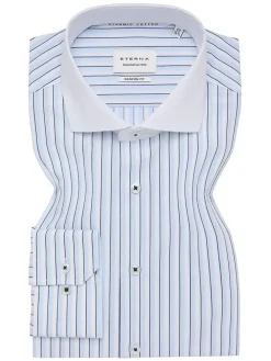 Blouse - modern fit - wit/lichtblauw