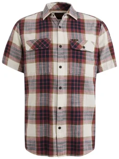 Blouse - regular fit - crème/rood