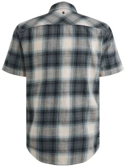 Blouse - regular fit - donkerblauw/crème