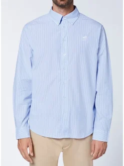 Blouse - regular fit - lichtblauw/wit