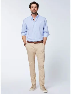 Blouse - regular fit - lichtblauw/wit