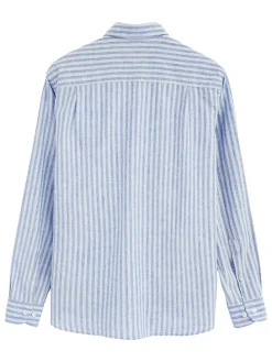 Blouse - regular fit - lichtblauw/wit