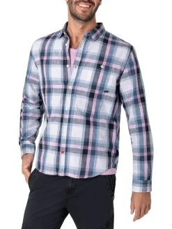 Blouse - regular fit - wit/donkerblauw