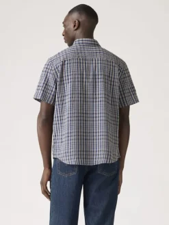 Blouse - relaxed fit - blauw/beige