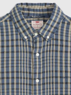 Blouse - relaxed fit - blauw/beige