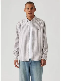 Blouse - relaxed fit - wit/antraciet