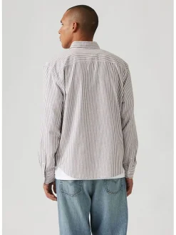 Blouse - relaxed fit - wit/antraciet