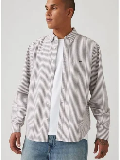 Blouse - relaxed fit - wit/antraciet