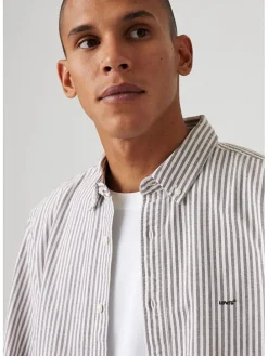 Blouse - relaxed fit - wit/antraciet