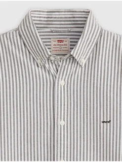 Blouse - relaxed fit - wit/antraciet
