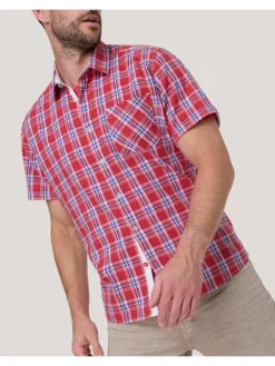 Blouse rood/blauw