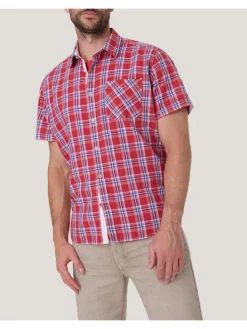 Blouse rood/blauw