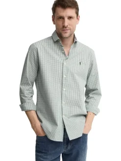 Blouse - slim fit - groen/wit
