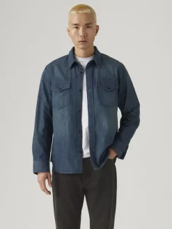 Blouse "Western" - relaxed fit - blauw