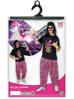 2-delige kostuum "Jaren 80 Fashion" zwart/lichtroze