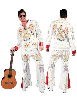 2-delige kostuum "King of Rock'n'Roll" wit/rood