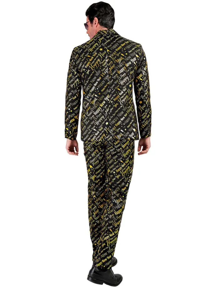 2-delige outfit "Happy New Year" zwart/goudkleurig