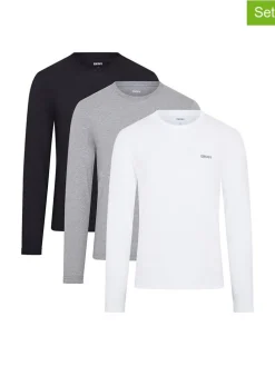 3-delige set: longsleeves wit/grijs/zwart