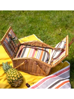 12-delige set: picknickmanden lichtbruin/meerkleurig