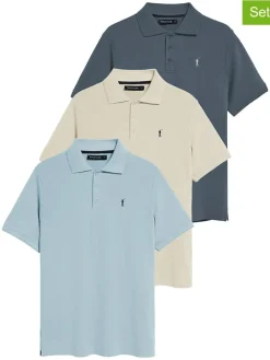 3-delige set: poloshirts blauwgrijs/beige/lichtblauw