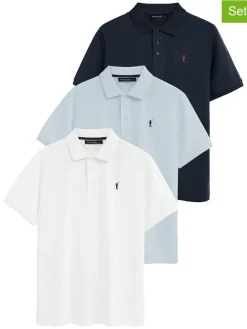 3-delige set: poloshirts donkerblauw/lichtblauw/wit