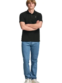 2-delige set: poloshirts zwart/donkerblauw
