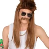 2-delige set: pruik en snor-baard 'Redneck" lichtbruin