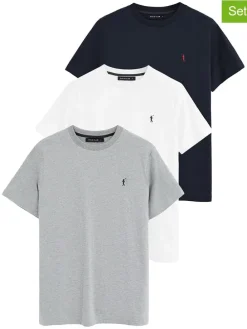 3-delige set: shirts donkerblauw/wit/lichtgrijs