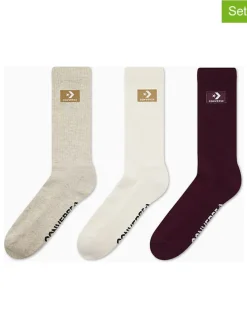 3-delige set: sokken "Stacked Patch" bruin/beige/crème
