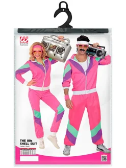2-delig kostuum "80's Trainingspak" roze
