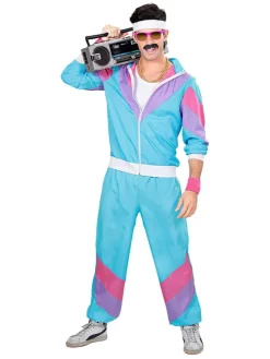 2-delig kostuum "80's Trainingspak" blauw