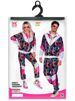 2-delig kostuum "80's Trainingspak" zwart/meerkleurig