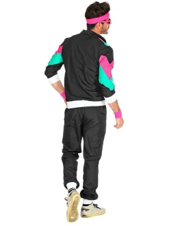 2-delig kostuum "80's Trainingspak" zwart/turquoise/roze