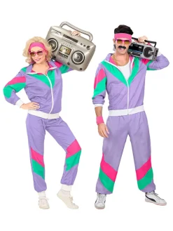 2-delig kostuum "80's Trainingspak" paars