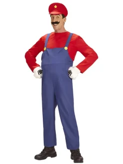 3-delig kostuum "Super Mario" rood/blauw