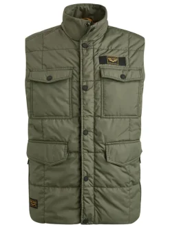 Doorgestikte bodywarmer kaki